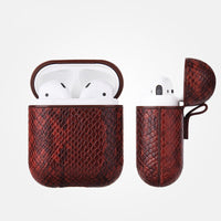 HKM-081043 Snakeskin-Style Earphone Protector for Compatible iPhone Models, Handmade TPU and Leather Wallet Design