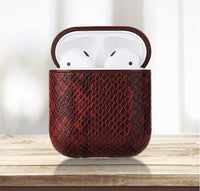 HKM-081043 Snakeskin-Style Earphone Protector for Compatible iPhone Models, Handmade TPU and Leather Wallet Design