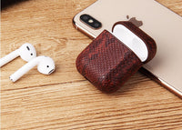 HKM-081043 Snakeskin-Style Earphone Protector for Compatible iPhone Models, Handmade TPU and Leather Wallet Design