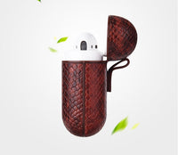 HKM-081043 Snakeskin-Style Earphone Protector for Compatible iPhone Models, Handmade TPU and Leather Wallet Design