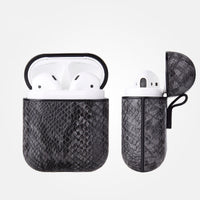 HKM-081043 Snakeskin-Style Earphone Protector for Compatible iPhone Models, Handmade TPU and Leather Wallet Design