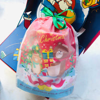 HKM-081107 Japanese Style Drawstring Bear Bag - 27cm x 33.5cm, Double Layered with Frosted Outer and Printed Inner, Perfect for A4 Paper and Cylinders
