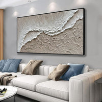 HKM-081235 Hand-Painted Landscape Oil Painting of Ocean Waves on Canvas for Living Room Decor