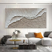 HKM-081235 Hand-Painted Landscape Oil Painting of Ocean Waves on Canvas for Living Room Decor