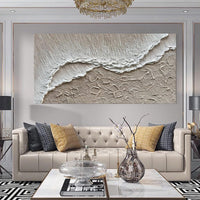 HKM-081235 Hand-Painted Landscape Oil Painting of Ocean Waves on Canvas for Living Room Decor
