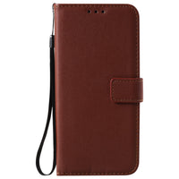 HKM-081235 Solid Color Leather Flip Card Holder Phone Case for iPhone - Shockproof, Anti-Wear, Crossbody Style