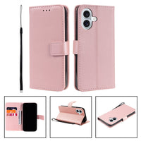 HKM-081235 Solid Color Leather Flip Card Holder Phone Case for iPhone - Shockproof, Anti-Wear, Crossbody Style