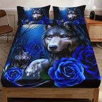 HKM-081299 Cartoon Blue Rose Pattern Microfiber Bed Sheet Set - Three-Piece Bedding Ensemble