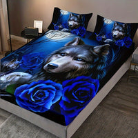 HKM-081299 Cartoon Blue Rose Pattern Microfiber Bed Sheet Set - Three-Piece Bedding Ensemble