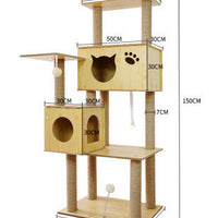 HKM-081299 Wooden Cat Crawl Nest & Scratching Board Pet House Space Capsule, Model M015