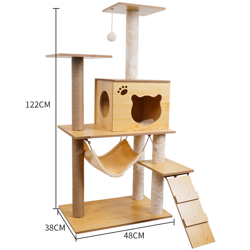 HKM-081299 Wooden Cat Crawl Nest & Scratching Board Pet House Space Capsule, Model M015