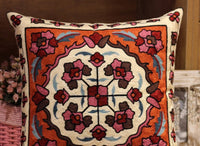HKM-081363 Embroidered Floral Vintage Throw Pillow in Pure Cotton, 45x45cm