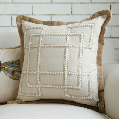 HKM-081427 Geometric Pattern Cushion Cover in Blended Fabric - 50x50cm, American Style