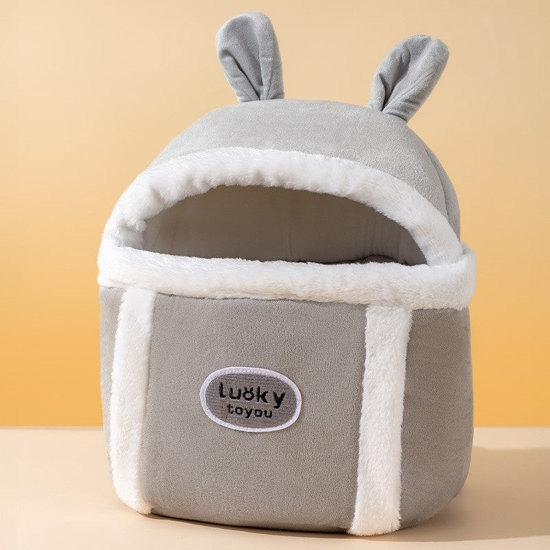 HKM-081491 Animal-Shaped Soft Pet Diaper Backpack for Kittens and Puppies, Portable and Lightweight Cat Carrier Bag