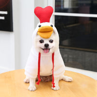 HKM-081555 Hooded Fleece Dog Sweater - Two-Legged Autumn Winter Outfit in Cream Color