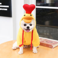 HKM-081555 Hooded Fleece Dog Sweater - Two-Legged Autumn Winter Outfit in Cream Color