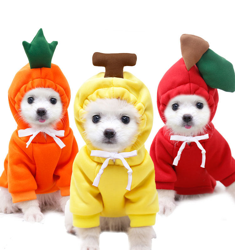 HKM-081555 Hooded Fleece Dog Sweater - Two-Legged Autumn Winter Outfit in Cream Color