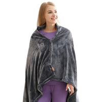 HKM-081619 Plush Heating Blanket for Comfortable Office Naps - 150cm x 85cm, Grey Double-Sided Coral Velvet