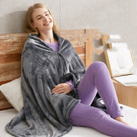 HKM-081619 Plush Heating Blanket for Comfortable Office Naps - 150cm x 85cm, Grey Double-Sided Coral Velvet
