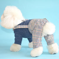 HKM-081747 Small Cotton Dog Shirt in Orange and Dark Blue, Sizes S to 2XL