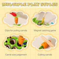 HKM-081939 Wooden Montessori Shape Sorting Puzzle Carrots Harvest Game for Kids Ages 5-14