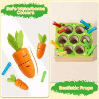 HKM-081939 Wooden Montessori Shape Sorting Puzzle Carrots Harvest Game for Kids Ages 5-14
