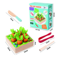 HKM-081939 Wooden Montessori Shape Sorting Puzzle Carrots Harvest Game for Kids Ages 5-14
