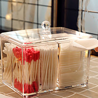HKM-082067 Transparent Acrylic Cosmetic Storage Box with Lid and Compartments for Makeup and Accessories