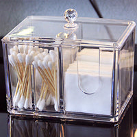 HKM-082067 Transparent Acrylic Cosmetic Storage Box with Lid and Compartments for Makeup and Accessories