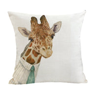HKM-082195 Peach Skin Plush Cartoon Animal Head Throw Pillow Cover - 45x45cm Linen Decor
