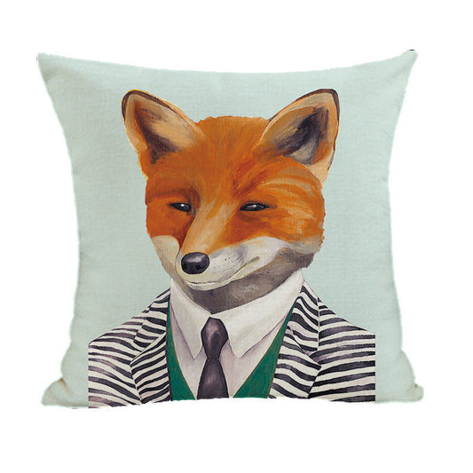 HKM-082195 Peach Skin Plush Cartoon Animal Head Throw Pillow Cover - 45x45cm Linen Decor