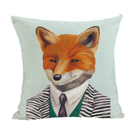 HKM-082195 Peach Skin Plush Cartoon Animal Head Throw Pillow Cover - 45x45cm Linen Decor