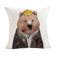 HKM-082195 Peach Skin Plush Cartoon Animal Head Throw Pillow Cover - 45x45cm Linen Decor