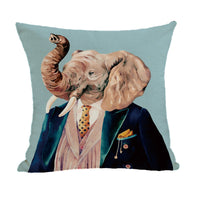 HKM-082195 Peach Skin Plush Cartoon Animal Head Throw Pillow Cover - 45x45cm Linen Decor
