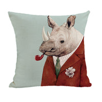 HKM-082195 Peach Skin Plush Cartoon Animal Head Throw Pillow Cover - 45x45cm Linen Decor