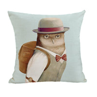 HKM-082195 Peach Skin Plush Cartoon Animal Head Throw Pillow Cover - 45x45cm Linen Decor