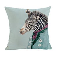 HKM-082195 Peach Skin Plush Cartoon Animal Head Throw Pillow Cover - 45x45cm Linen Decor