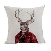 HKM-082195 Peach Skin Plush Cartoon Animal Head Throw Pillow Cover - 45x45cm Linen Decor