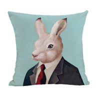 HKM-082195 Peach Skin Plush Cartoon Animal Head Throw Pillow Cover - 45x45cm Linen Decor