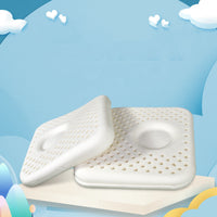 HKM-082259 Baby Natural Latex Shaping Pillow for Anti-Deviation Support, Milky White, 28x24x3-4CM