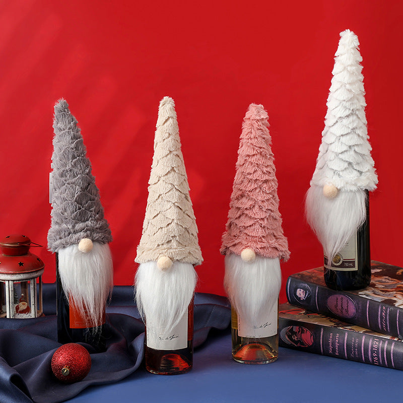 HKM-082259 Christmas Faceless Old Man Doll Wine Bottle Cover Set in Multiple Colors