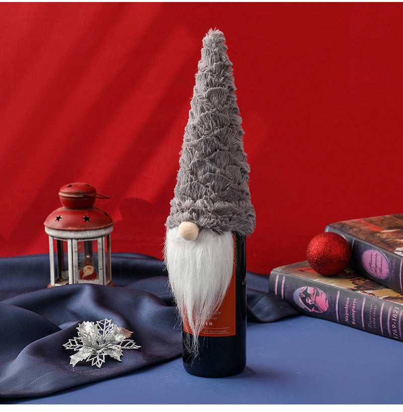 HKM-082259 Christmas Faceless Old Man Doll Wine Bottle Cover Set in Multiple Colors