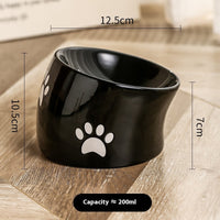 HKM-082323 Ceramic Cat Paw Pet Bowl - Oblique & Flat Mouth Design in Multiple Colors