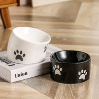 HKM-082323 Ceramic Cat Paw Pet Bowl - Oblique & Flat Mouth Design in Multiple Colors