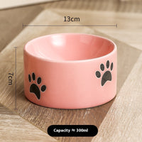 HKM-082323 Ceramic Cat Paw Pet Bowl - Oblique & Flat Mouth Design in Multiple Colors