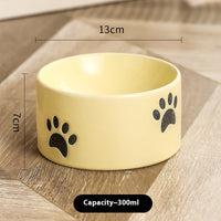 HKM-082323 Ceramic Cat Paw Pet Bowl - Oblique & Flat Mouth Design in Multiple Colors