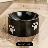 HKM-082323 Ceramic Cat Paw Pet Bowl - Oblique & Flat Mouth Design in Multiple Colors