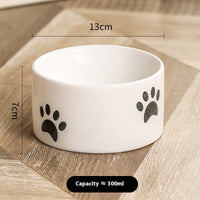 HKM-082323 Ceramic Cat Paw Pet Bowl - Oblique & Flat Mouth Design in Multiple Colors