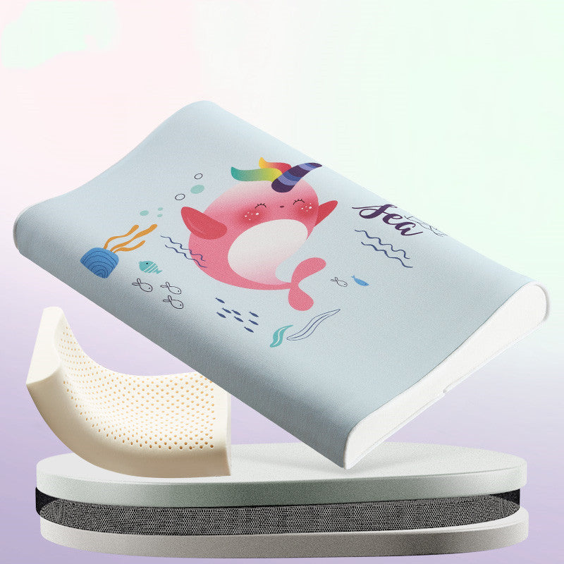 HKM-082451 Natural Cotton Toddler Sleep Pillow with Latex Filling - 50x30x7/9cm