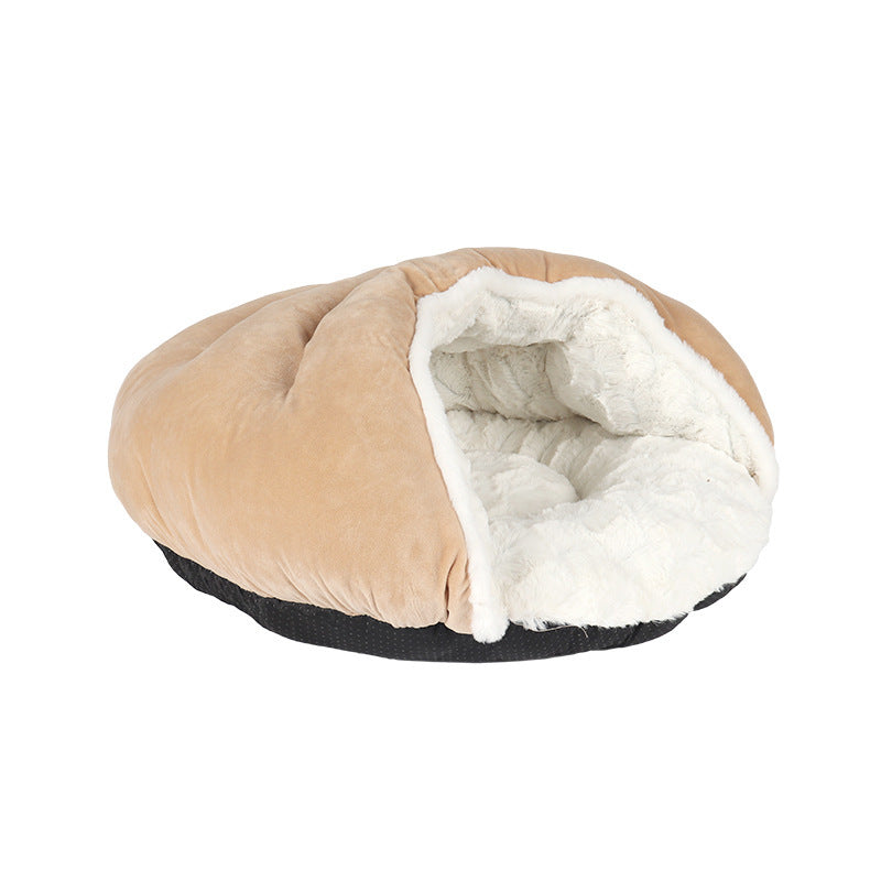 HKM-082579 Cozy Printed Plush Semi-Closed Slippers Pet Nest